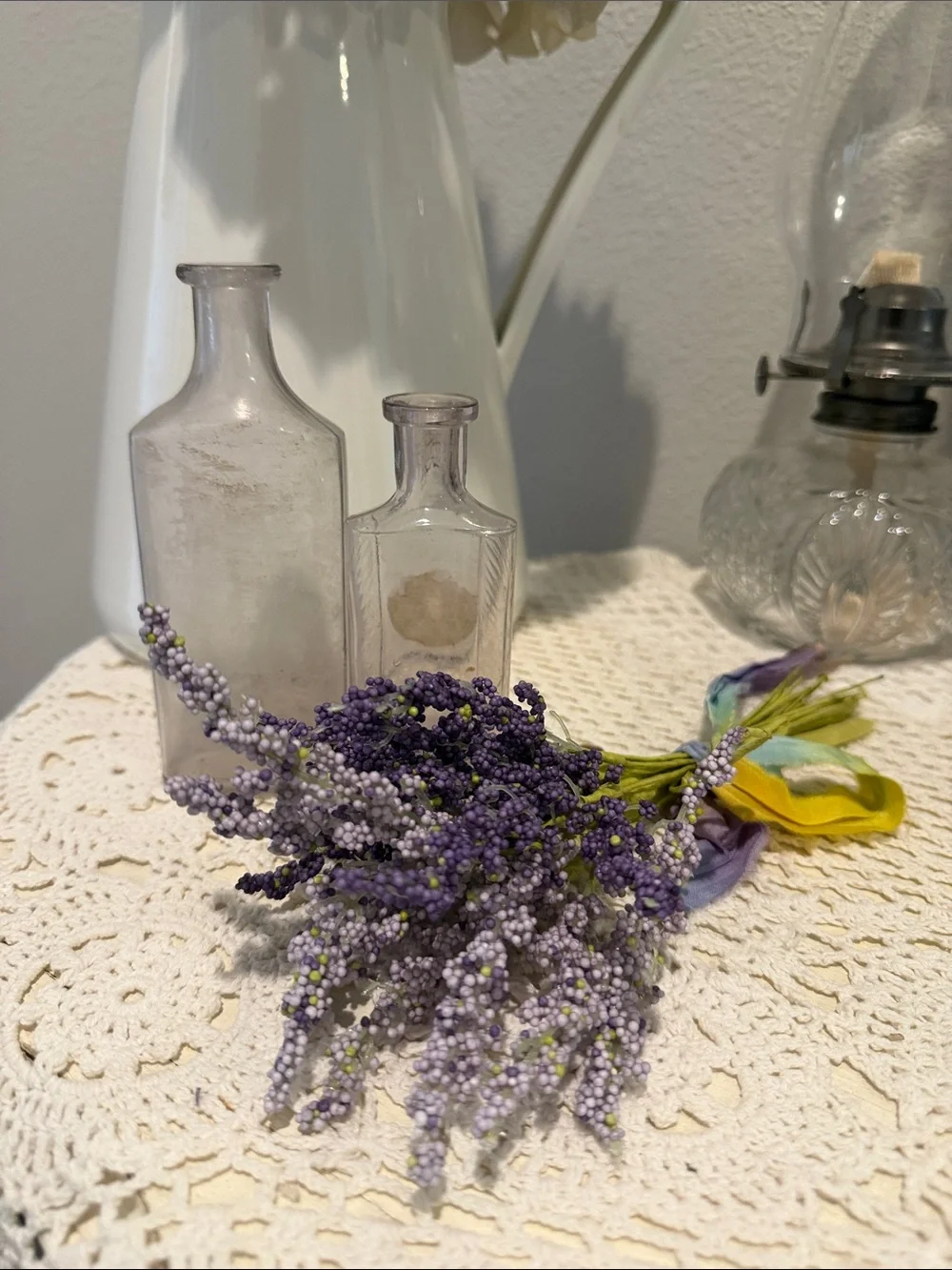 Set Of Vintage Small Decorative Lavender Apothecary Bottles-Changed by the Sun